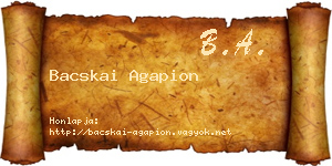 Bacskai Agapion névjegykártya